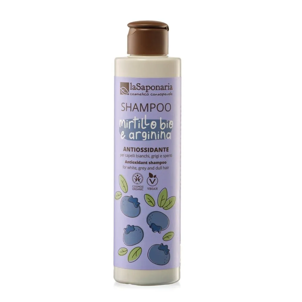 laSaponaria Champô antioxidante para cabelos brancos com mirtilo BIO e arginina 200 ml