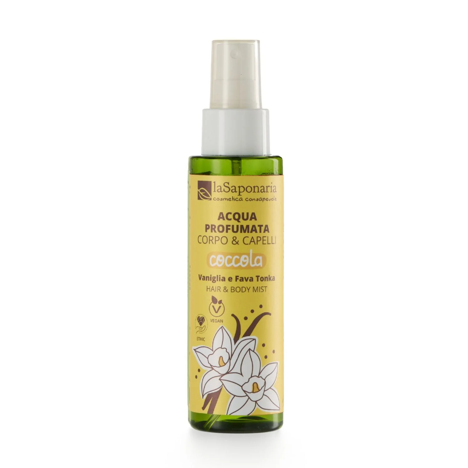 laSaponaria Bruma para corpo e cabelo - bruma corporal Pamper - baunilha & fava-tonka (100 ml) - para o corpo e o cabelo