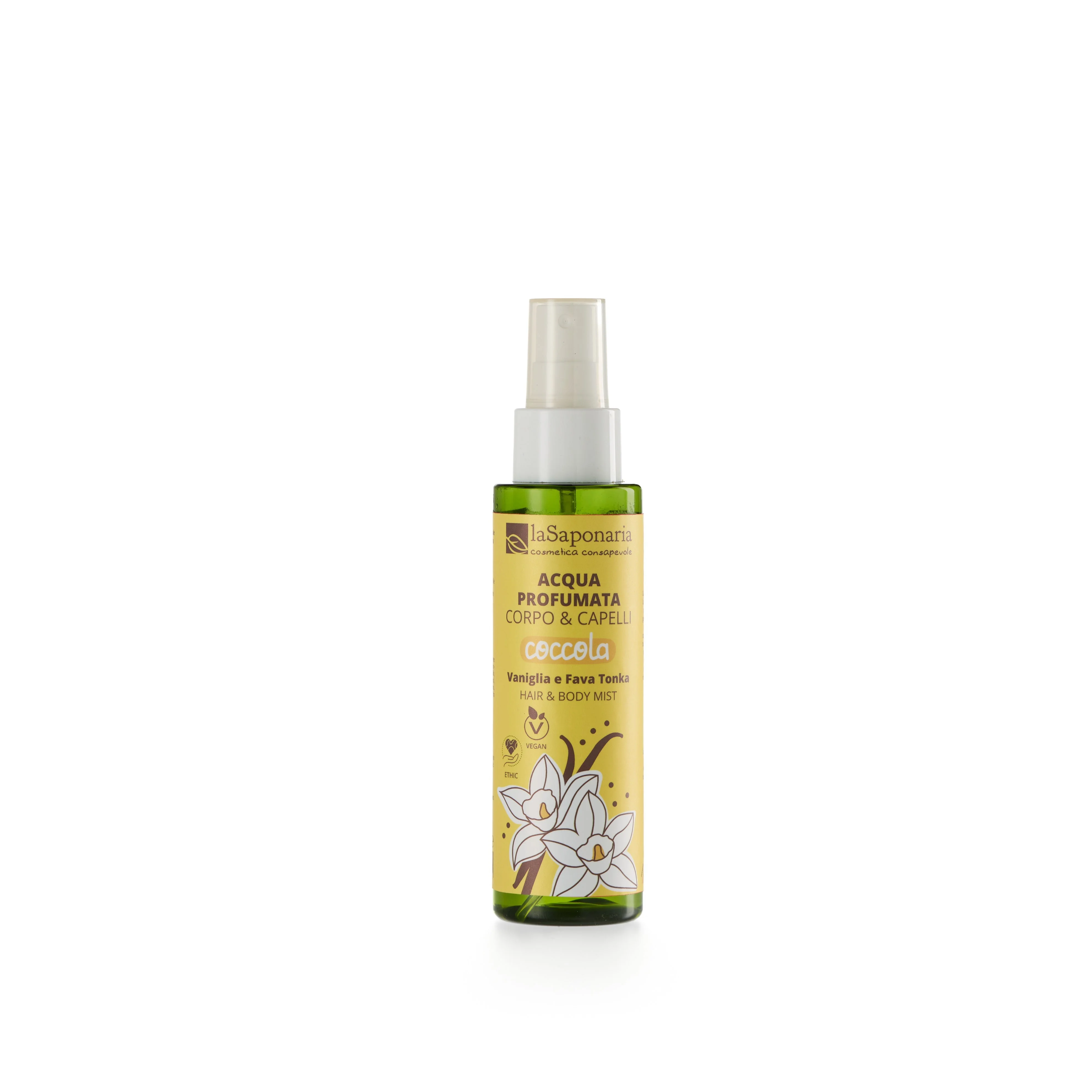 laSaponaria Bruma para corpo e cabelo - bruma corporal Pamper - baunilha & fava-tonka (100 ml) - para o corpo e o cabelo
