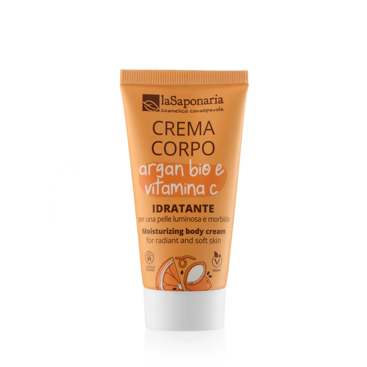 laSaponaria Creme corporal hidratante com óleo de argão BIO e vitamina C 30 ml - para uma pele radiante e macia