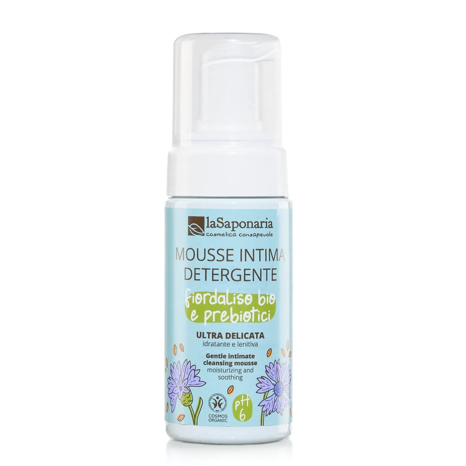 laSaponaria Espuma de higiene íntima com aciano & prebióticos BIO (100 ml) - adequada para crianças e para o período da menopausa