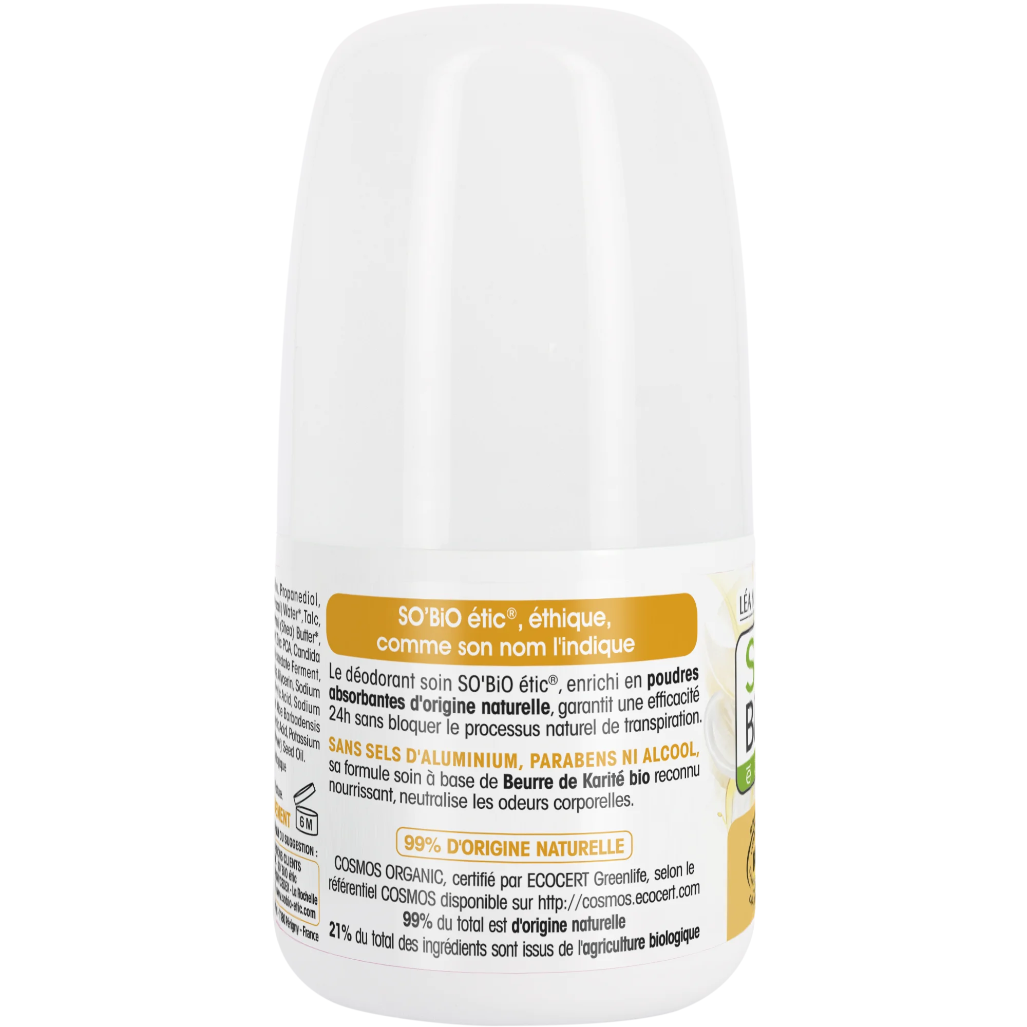 SO’BiO étic Desodorizante roll-on 24h Nutrition+ com karité BIO (50 ml) - eficaz até 24 horas
