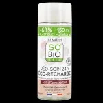 SO’BiO étic Recarga para desodorizante roll-on 24h hidratante com leite de burra BIO (150 ml) - uma recarga substitui três roll-ons