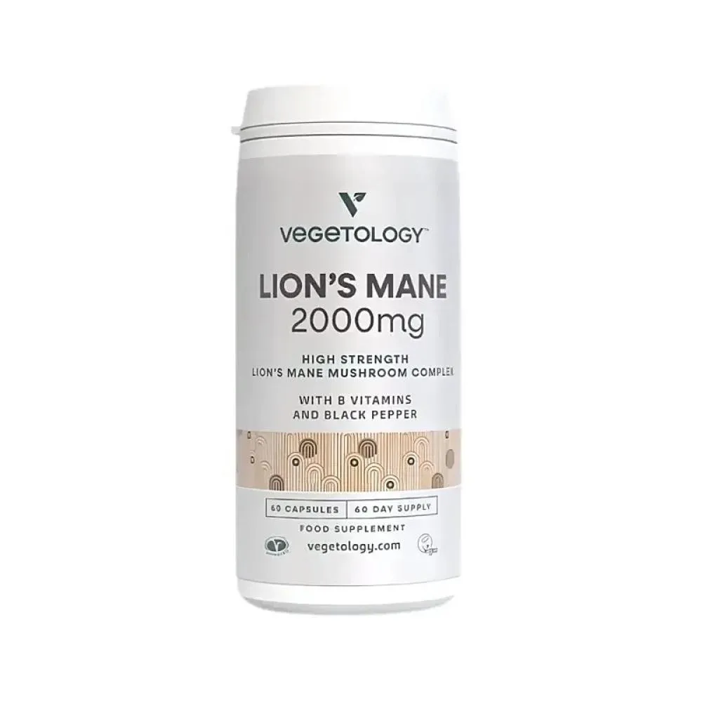 Vegetology Vegan Lion\'s Mane 2000 mg B-Complex, 60 cápsulas