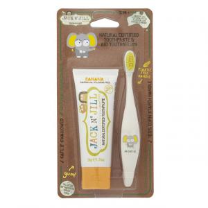 Conjunto de ação Pasta de dentes para crianças - Banana (50 g) Escova de dentes para crianças Elefante - conjunto com desconto