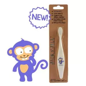Jack n Jill Escova de dentes para crianças Macaco - feita de amido de milho