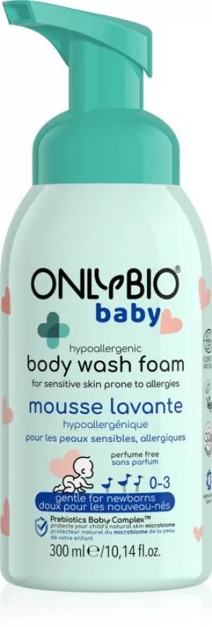 OnlyBio Espuma de lavagem hipoalergénica para bebés (300 ml) - adequada desde o nascimento