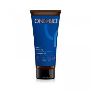 OnlyBio Lavagem refrescante do rosto, corpo e cabelo do homem (200 ml) - com cânhamo e lavanda