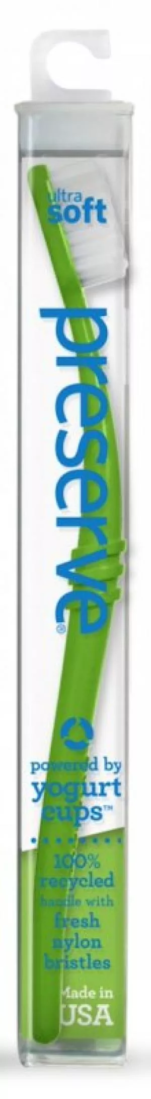 Preserve Escova de dentes (macia) - verde - feita de copos de iogurte reciclados