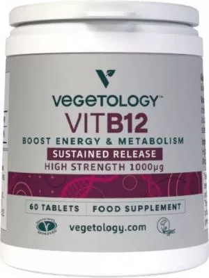 Vegetology Vegetologia Vitamina B12 1000µg (Cianocobalamina) libertação gradual 60 comprimidos