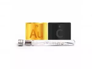 Nano-b Escova de dentes com ouro e carvão activado translúcido - médio